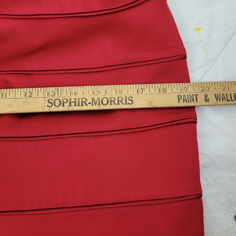Antonio Melani red satin fitted dress cap sleeves square neckline fancy NWT 8 - Picture 8 of 11